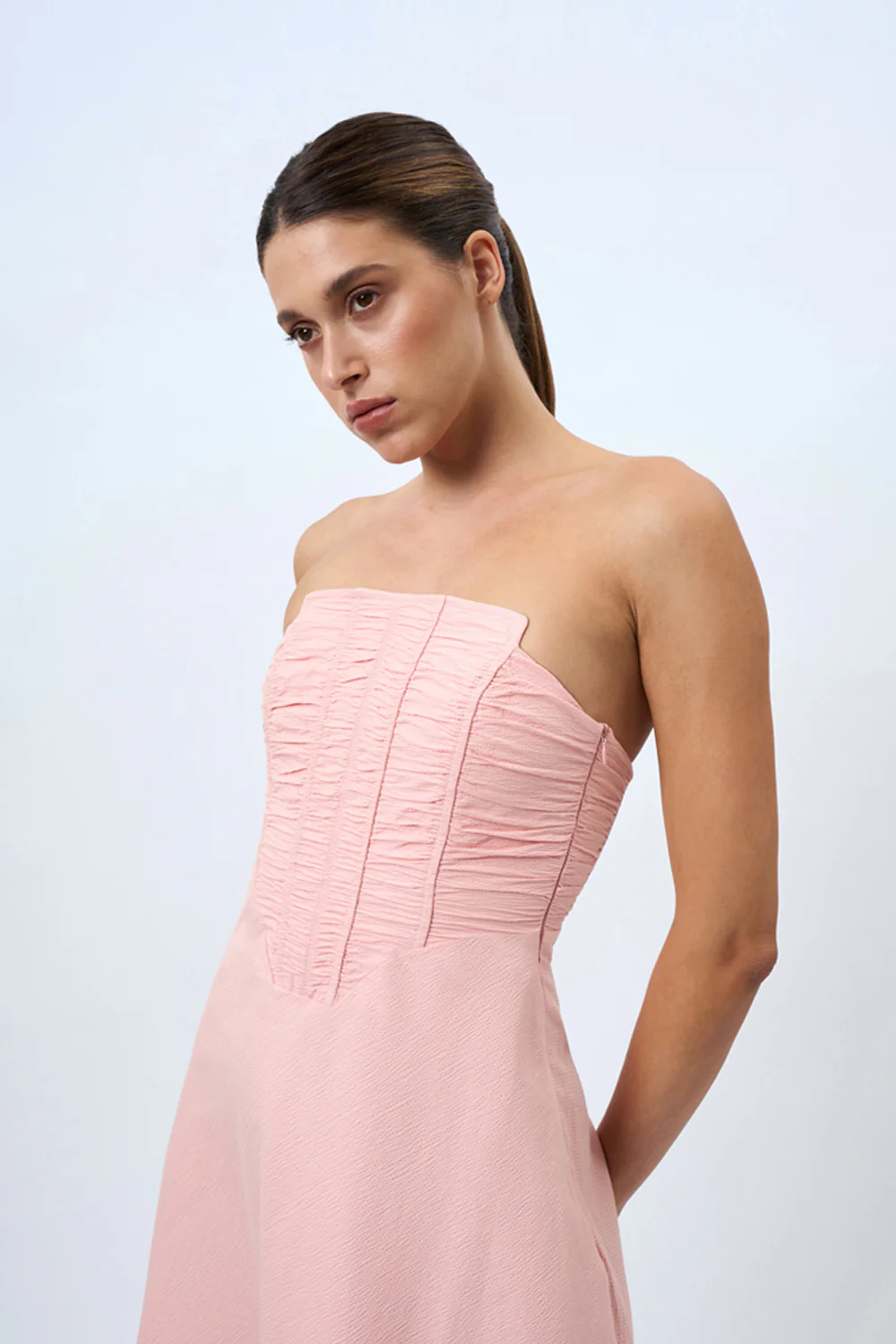 Alessia Gather Strapless Midi Dress | Final Sale - Pink - Image 2