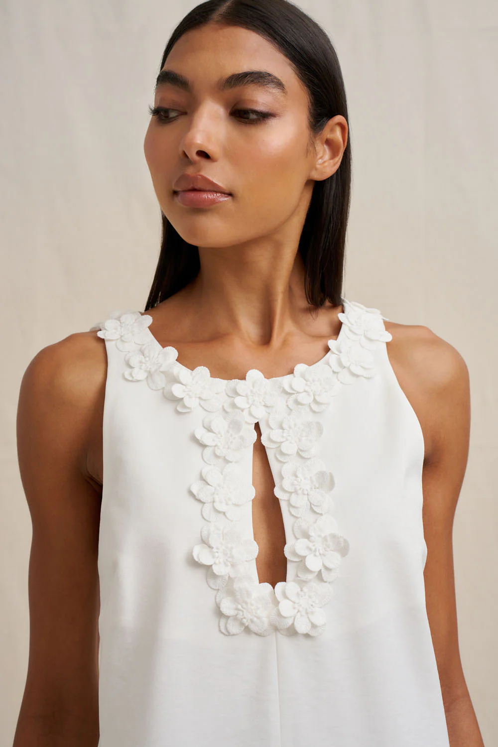 Alison Ruffle Mini Dress - Ivory - Image 6