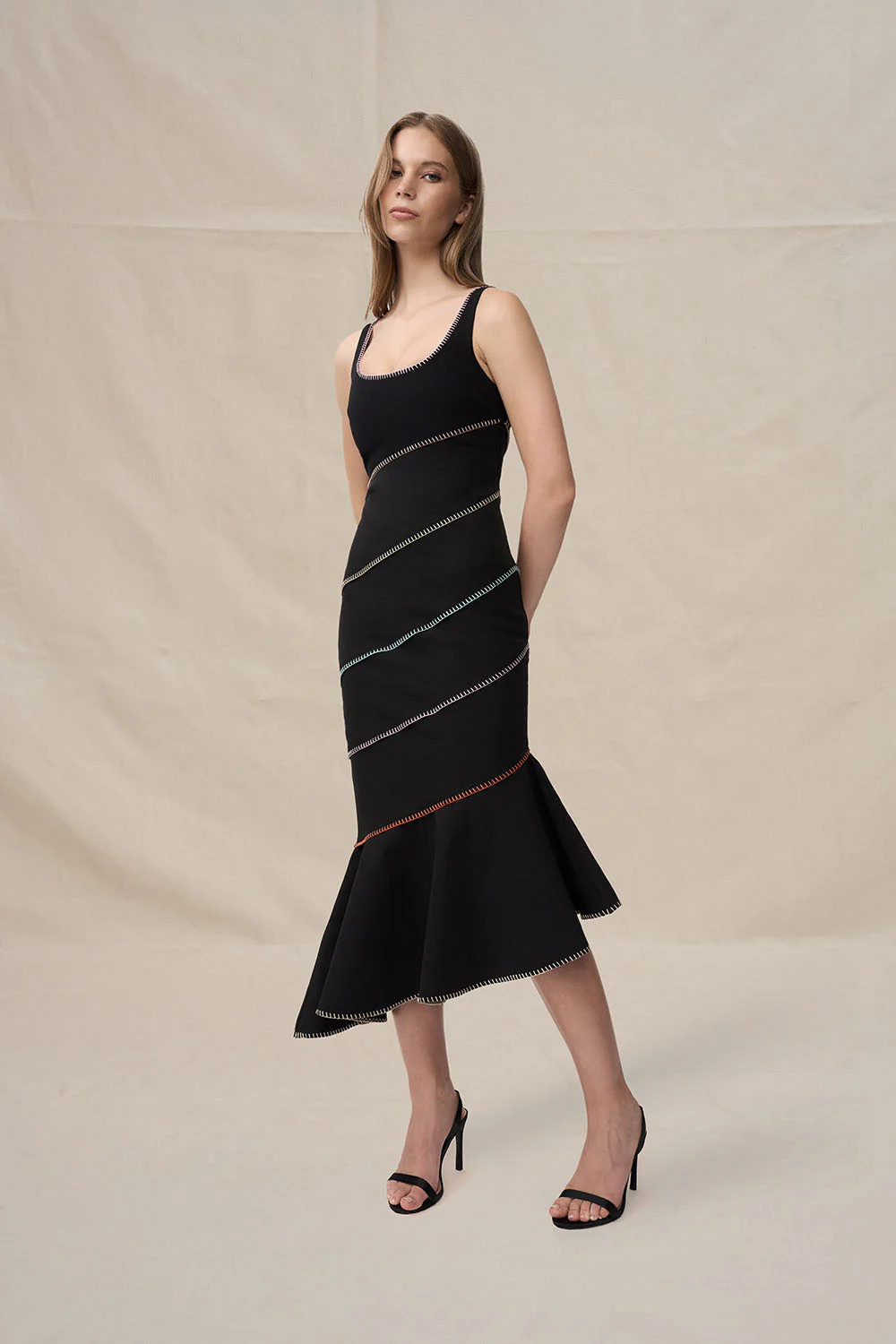 Allegra Scoop Midi Dress - Black