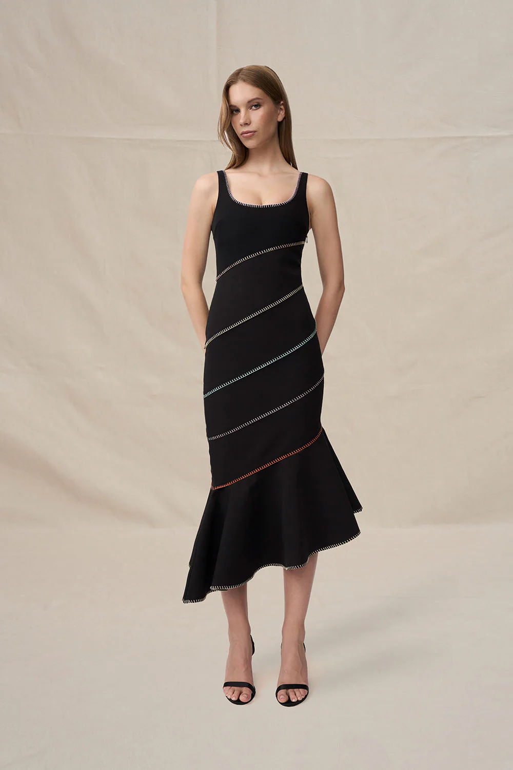 Allegra Scoop Midi Dress - Black - Image 3