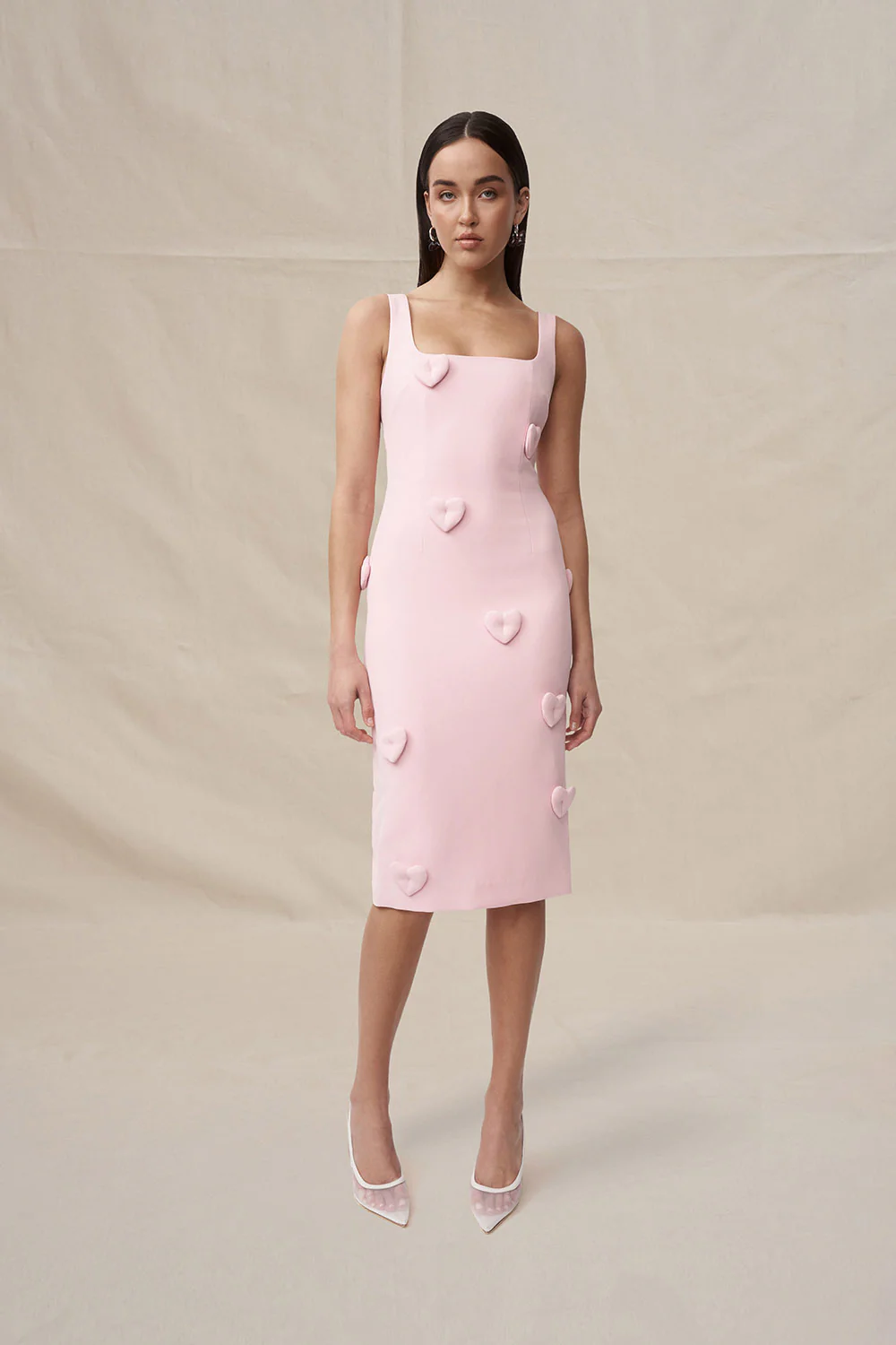 Amora Love Heart Midi Dress - Dusty Pink - Image 3