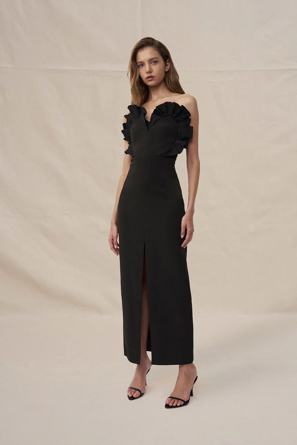Anais Structured Strapless Dress - Black