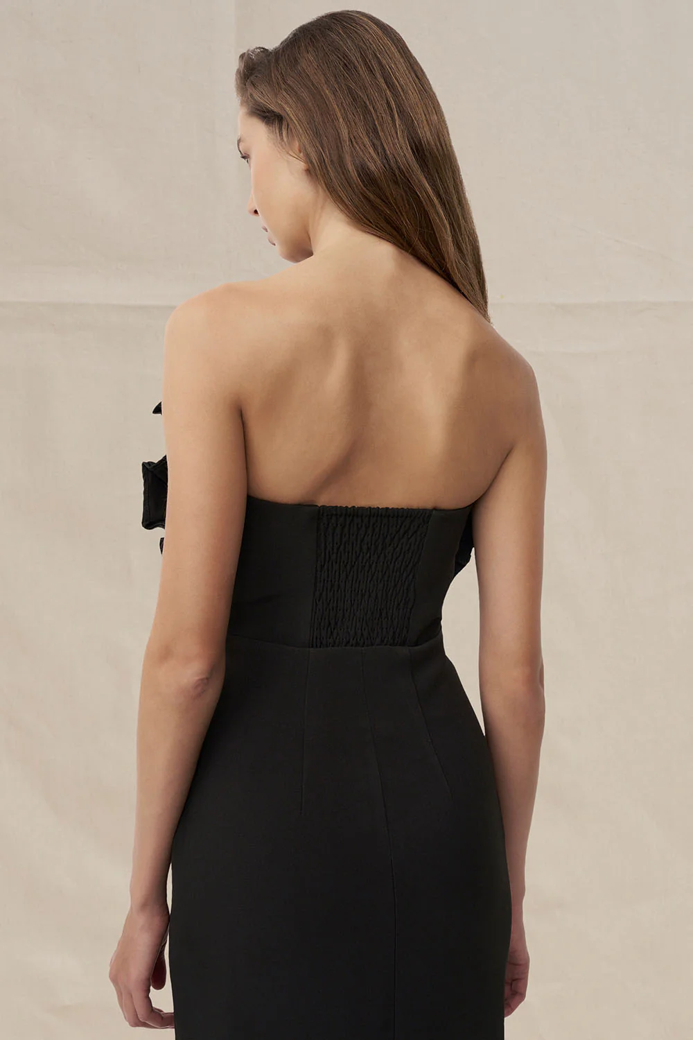 Anais Structured Strapless Dress - Black - Image 3