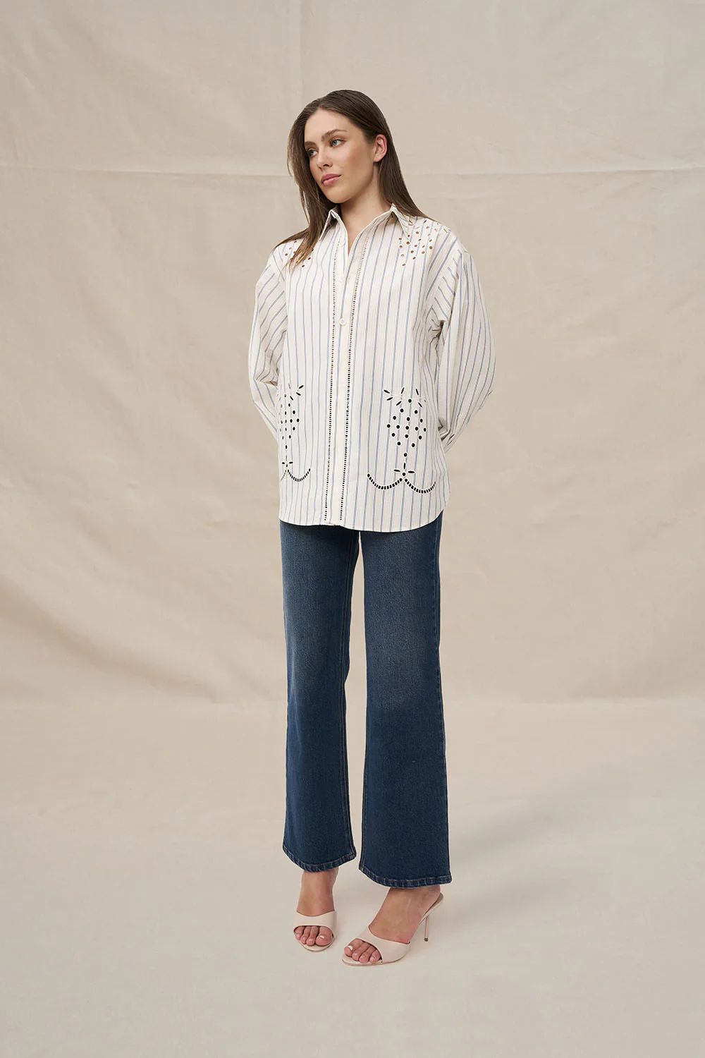 Atlas Broderie Shirt - Blue Crème - Image 2