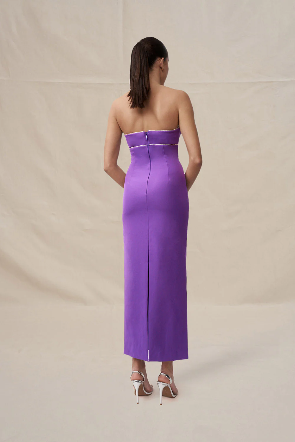 Audrey Twist Strapless Ankle Dress - Purple - Image 5