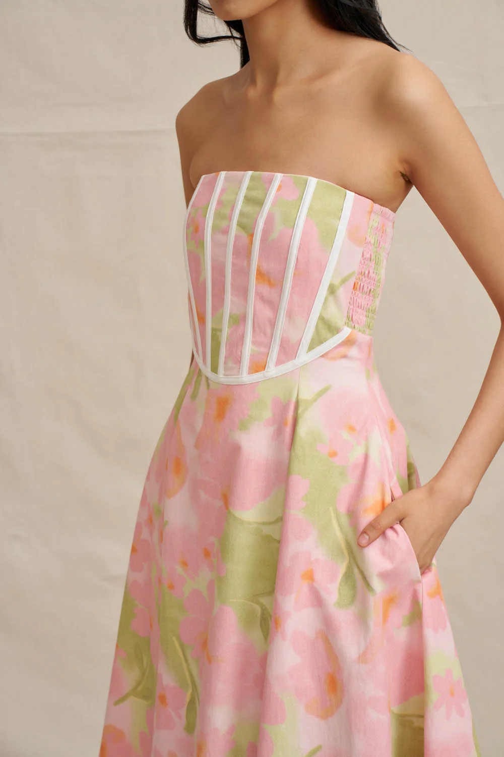 Azalia Floral Strapless Dress - Sorbet Floral - Image 2