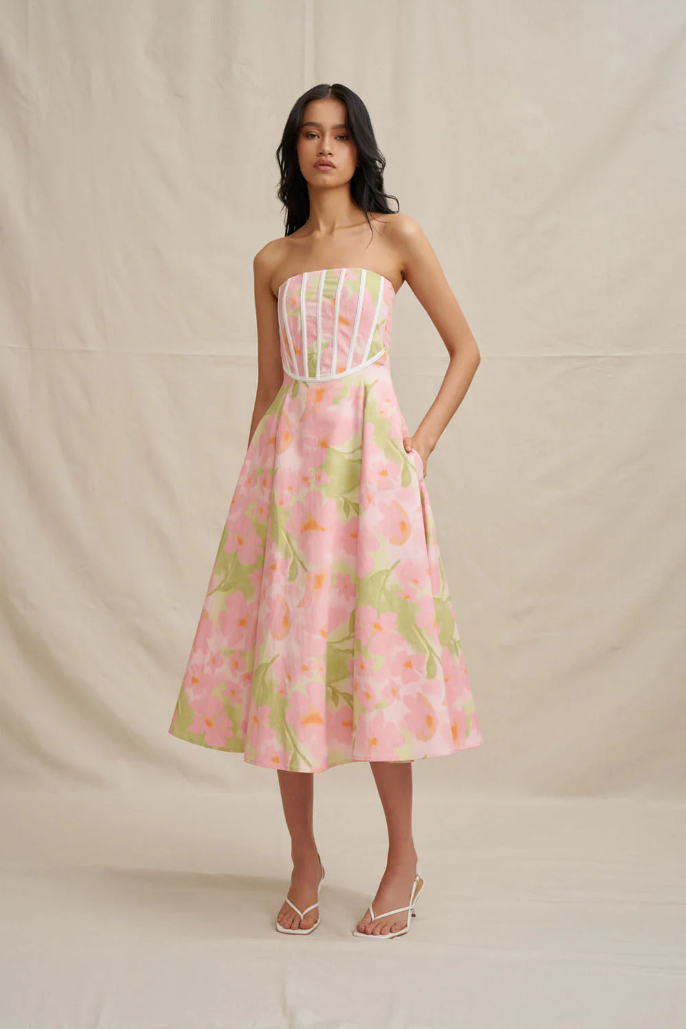 Azalia Floral Strapless Dress - Sorbet Floral - Image 3