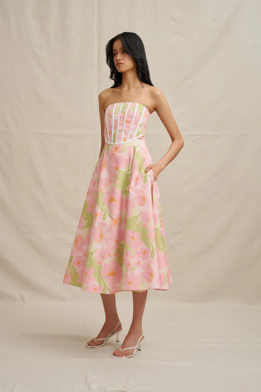 Azalia Floral Strapless Dress - Sorbet Floral - Image 6