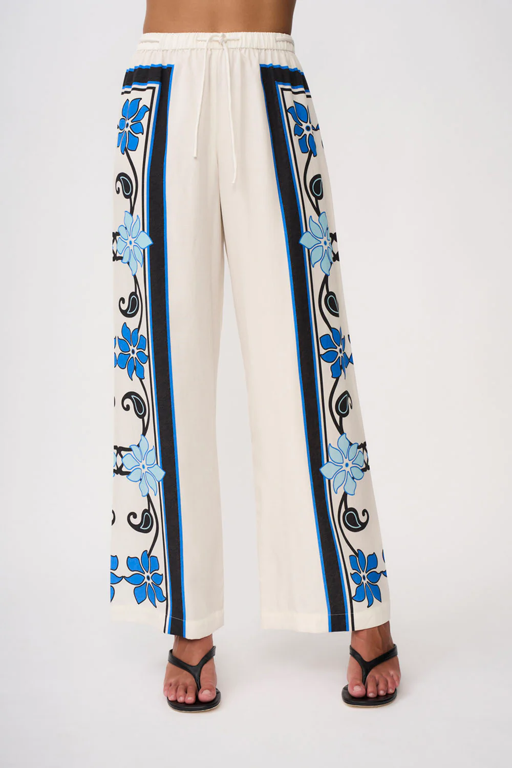 Azure Granada Flower Pant | Final Sale - Aqua Navy Ivory - Image 2