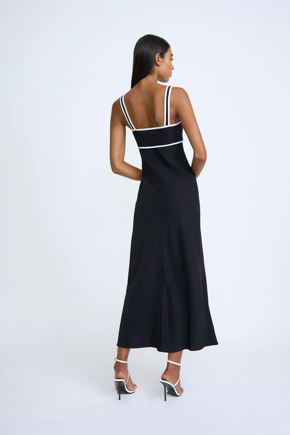 Basia Boned Bustier Midi Dress - Black Ivory - Image 3