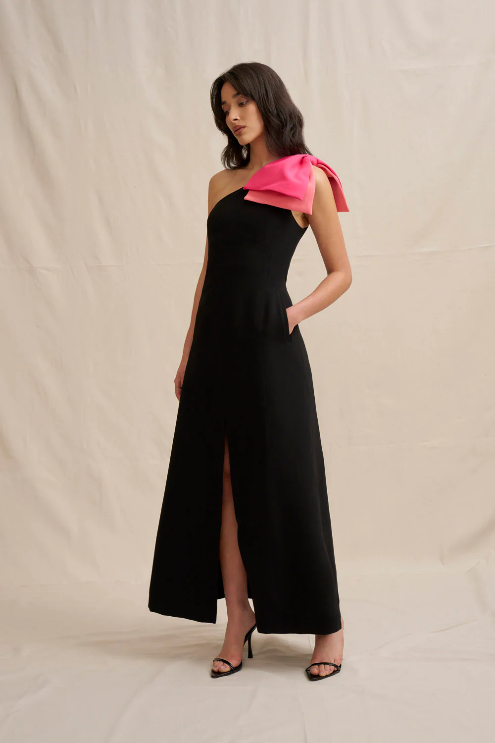 Black Tie Bow Gown - Black - Image 3