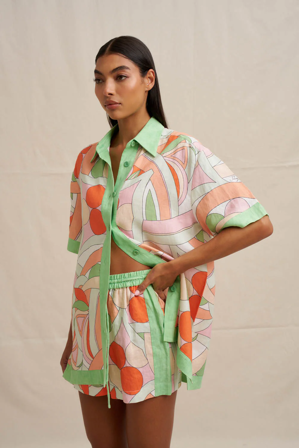 Bloomtide Sun Shirt - Multi Green Peach - Image 2