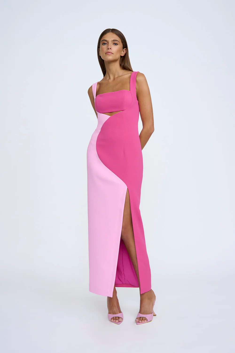 Caterina Two Tone Curve Midi - Pink Multi - Image 4