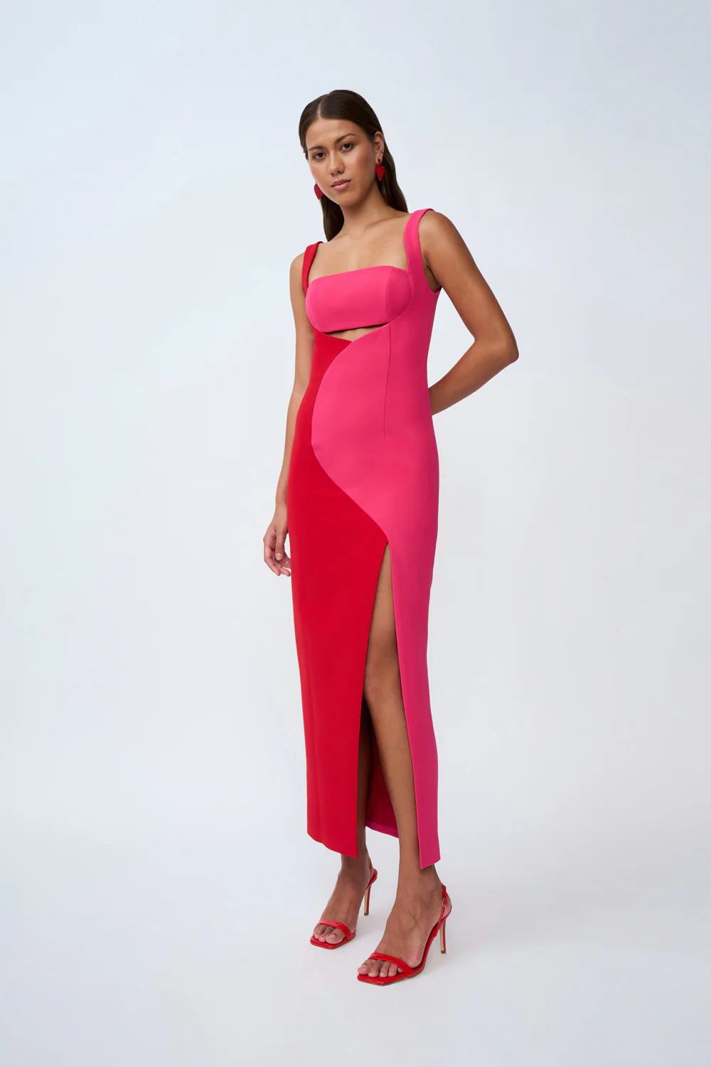 Caterina Two Tone Curve Midi | Final Sale - Pink Red - Image 4
