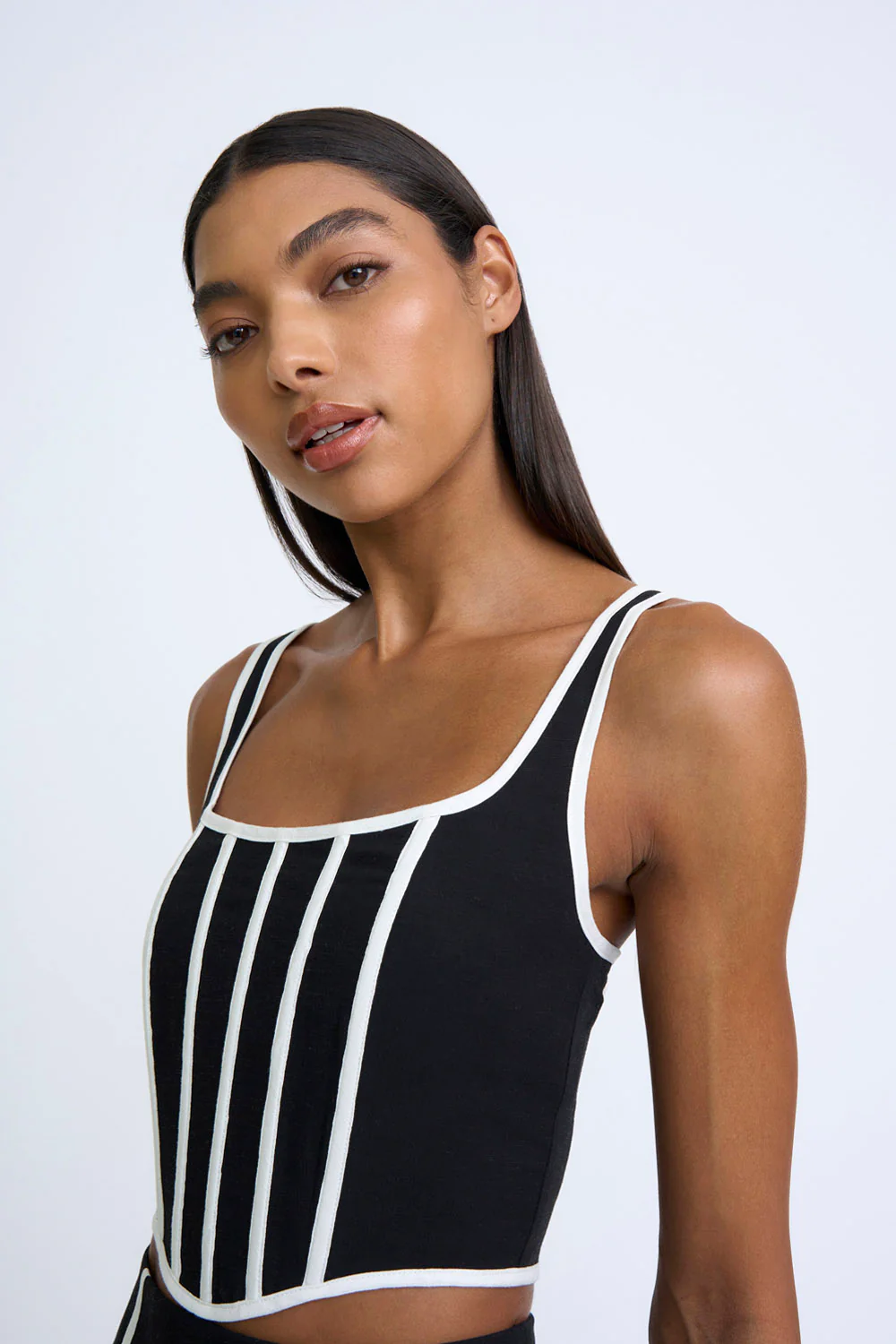 Contrast Pipe Bodice | Final Sale - Black Ivory - Image 5