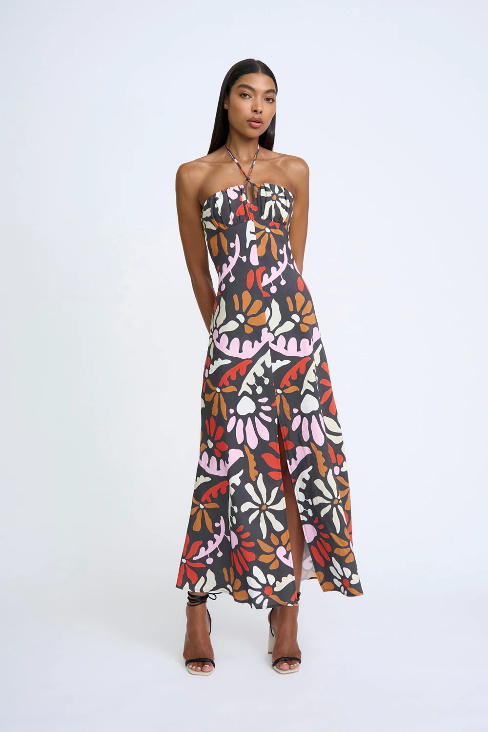 Dandy Breeze Gathered Halter Dress | Final Sale - Black Multi - Image 4