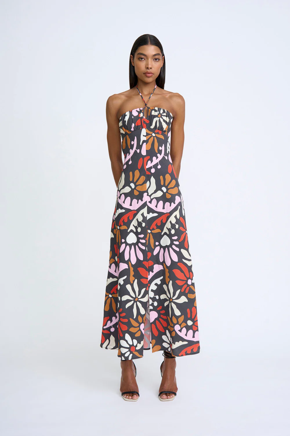 Dandy Breeze Gathered Halter Dress | Final Sale - Black Multi - Image 6