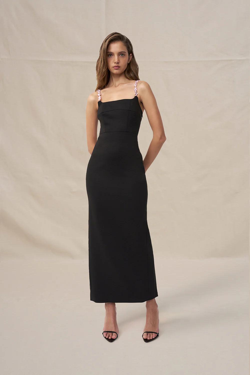Daria Ankle Length Dress - Pink Black