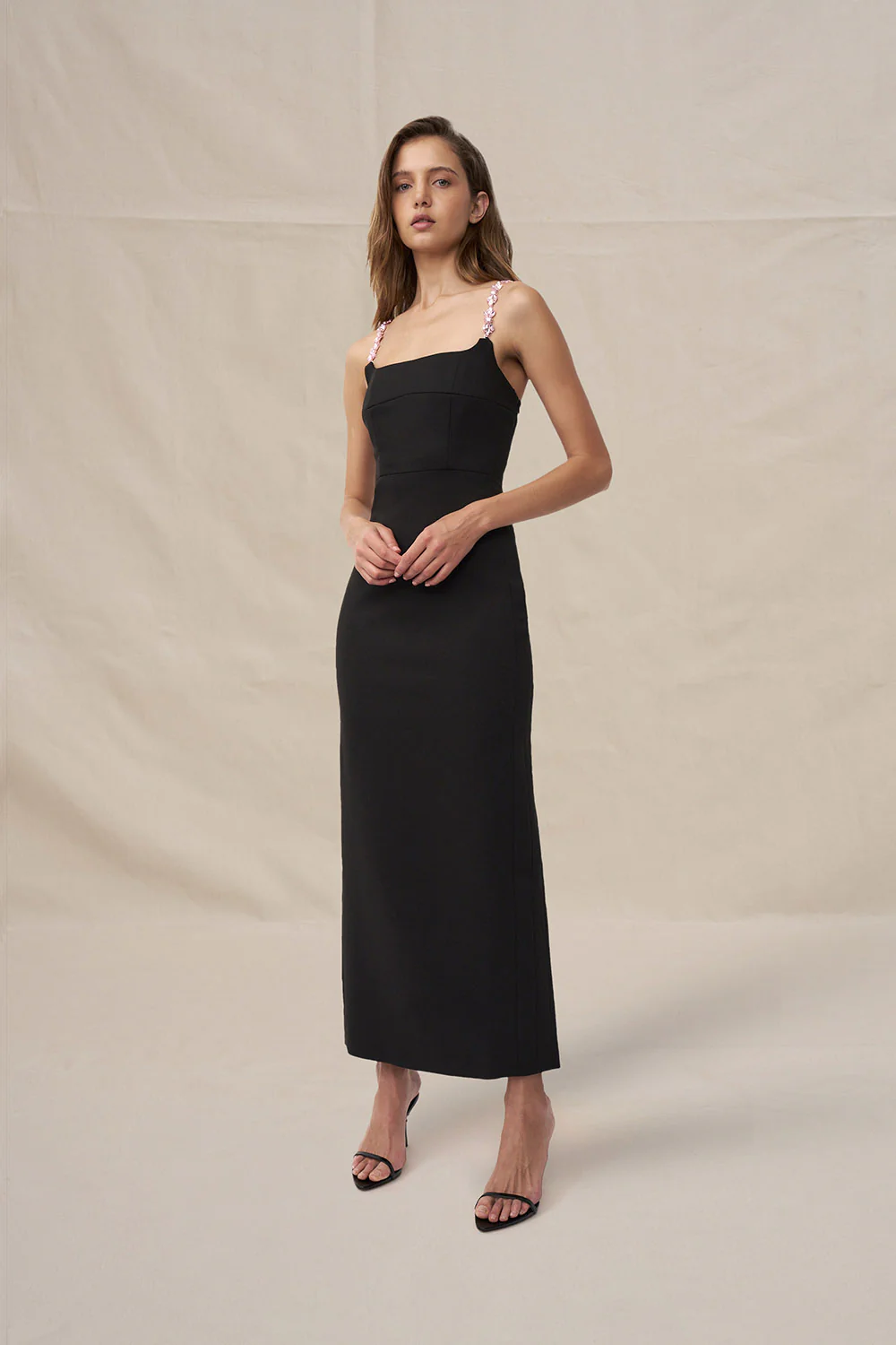 Daria Ankle Length Dress - Pink Black - Image 3