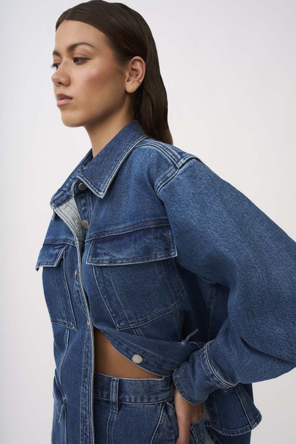 Della Denim Structured Jacket | Final Sale - Blue Wash - Image 4