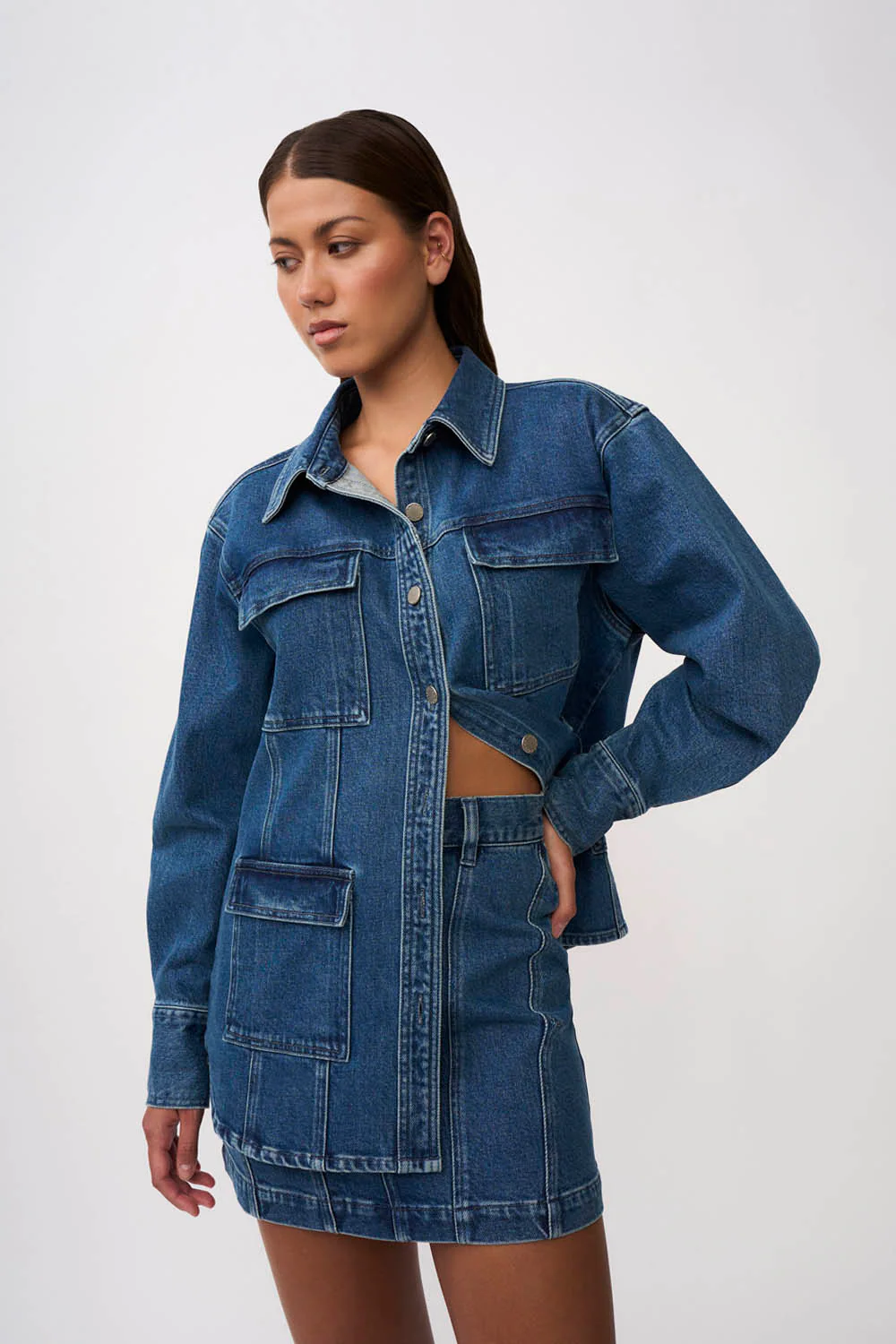 Della Denim Structured Jacket | Final Sale - Blue Wash - Image 6