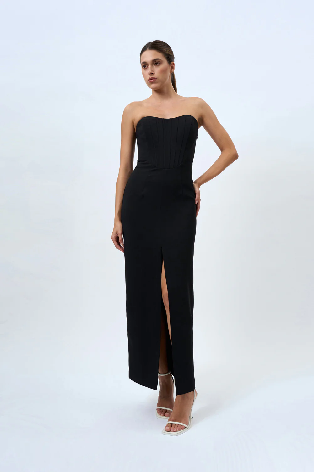 Delphine Strapless Corset Dress - Black - Image 4
