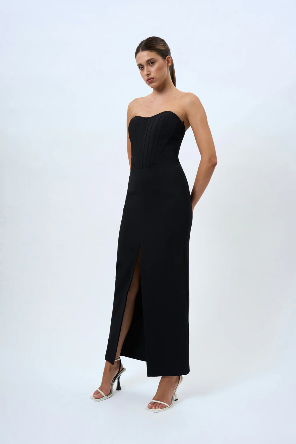 Delphine Strapless Corset Dress - Black - Image 5