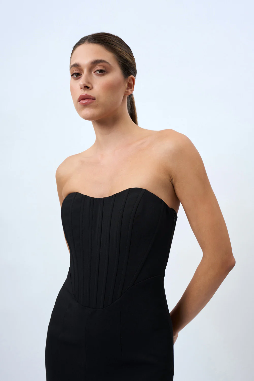 Delphine Strapless Corset Dress - Black - Image 6