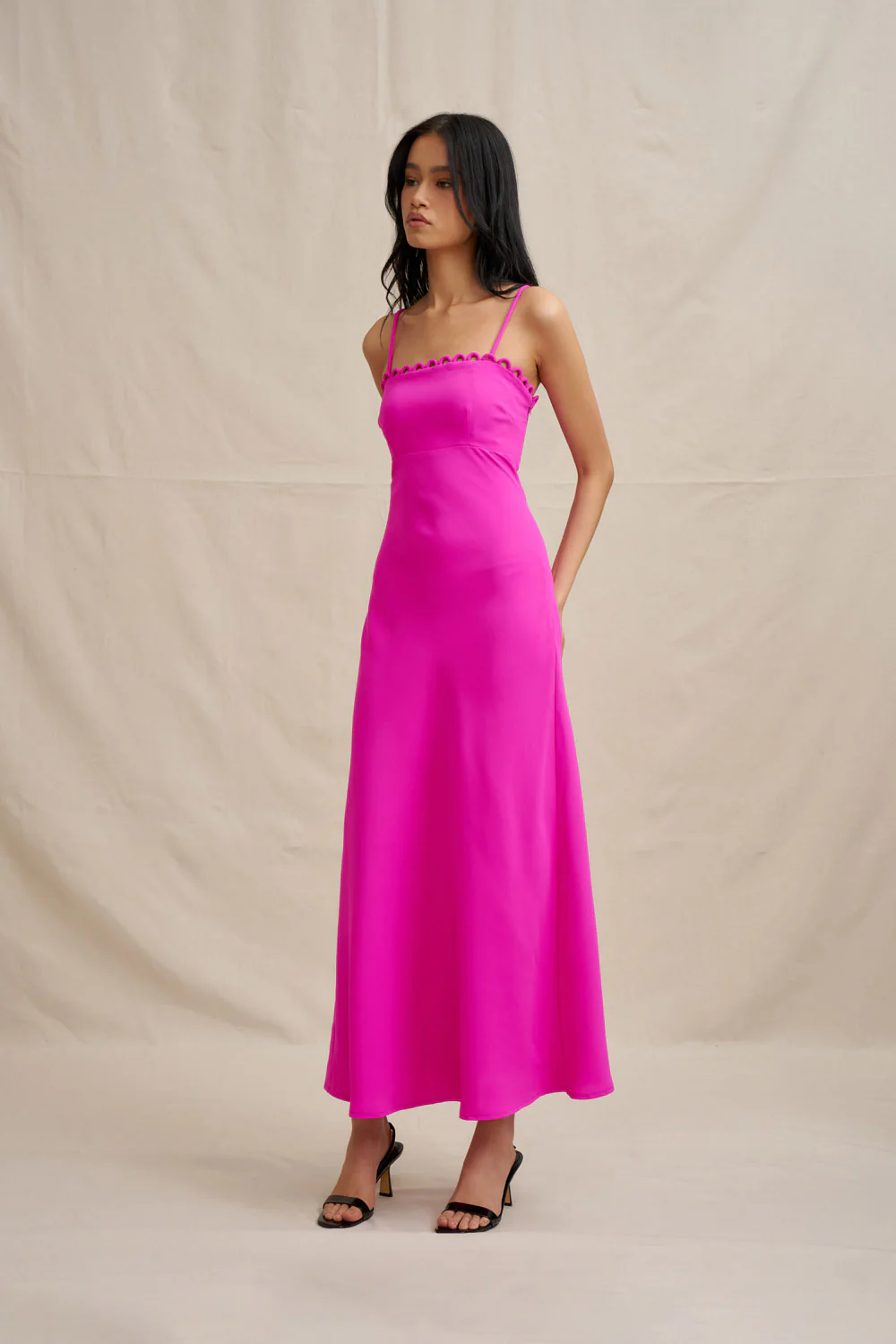 Denise Bias Midi Dress - Fuchsia Pink - Image 3
