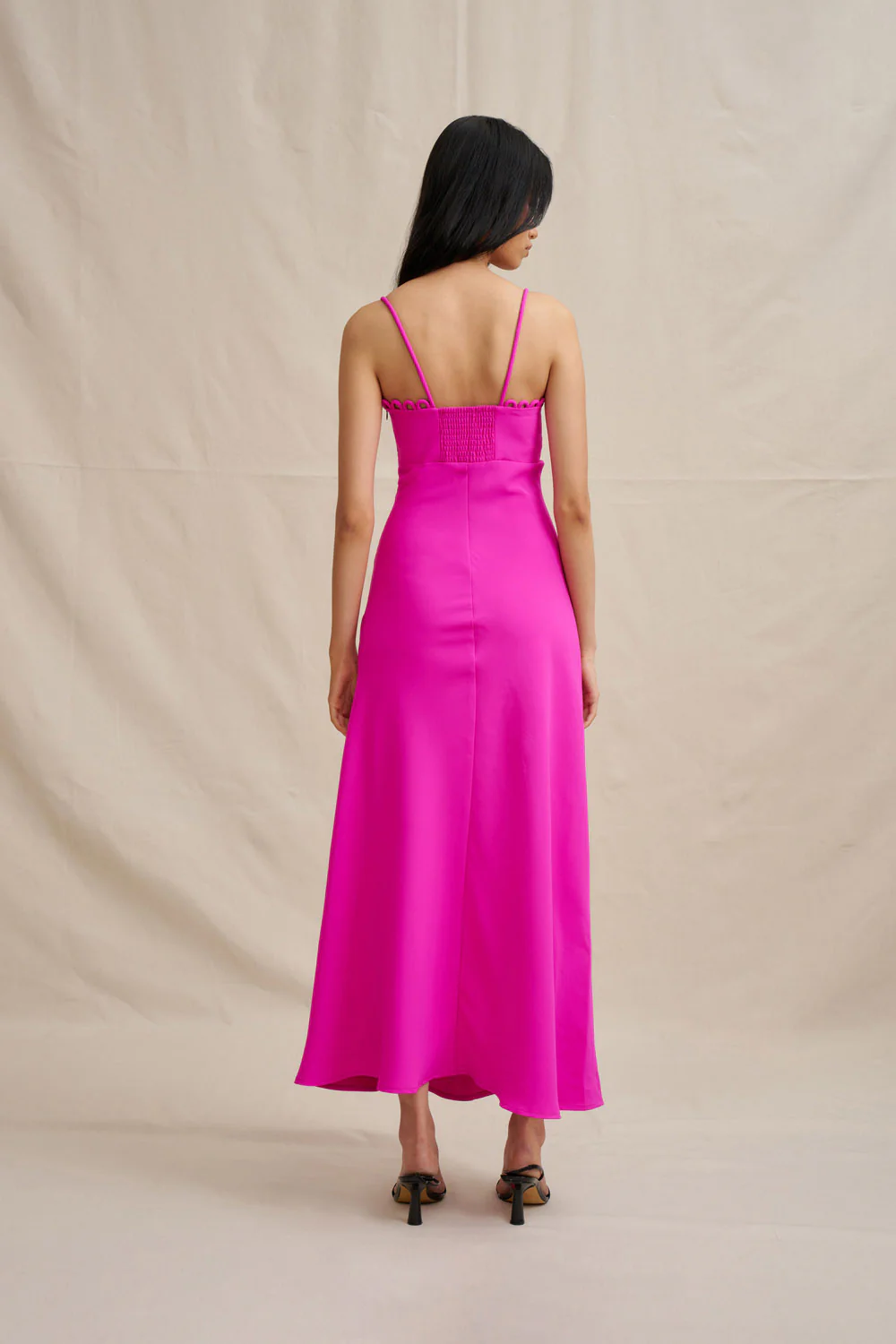 Denise Bias Midi Dress - Fuchsia Pink - Image 5