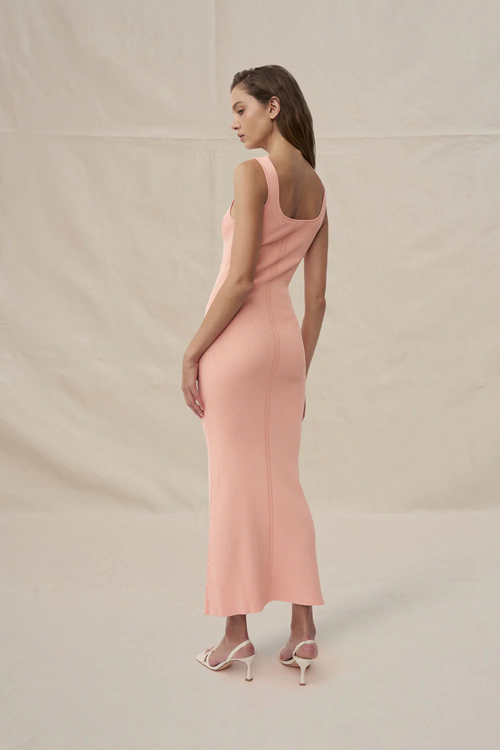 Eco Bead Knit Midi Dress - Peach - Image 4