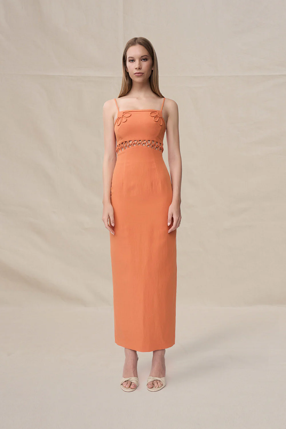 Fiamma Linen Loop Ankle Dress - Orange - Image 2