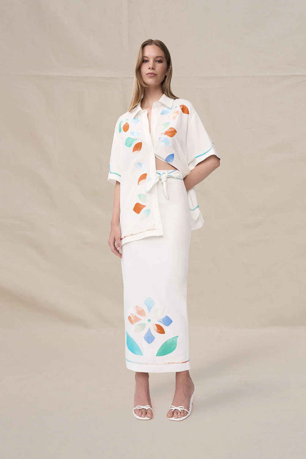 Fiori Applique Shirt - Ivory Multicolour