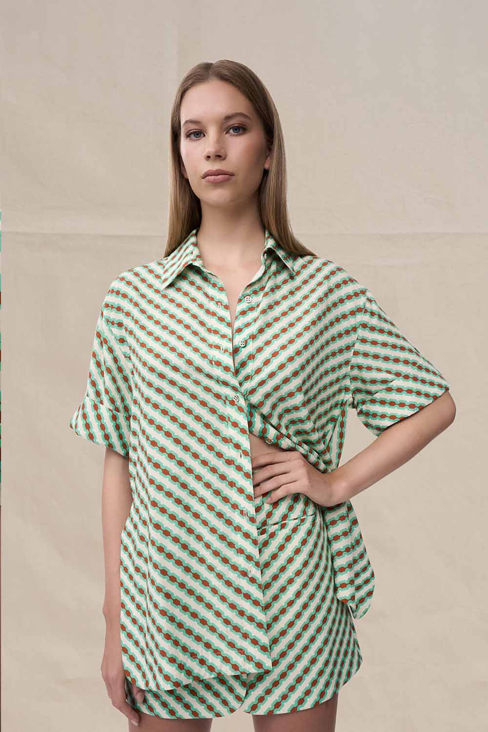 Geo Stripe Mini Skirt - Geo Green - Image 3