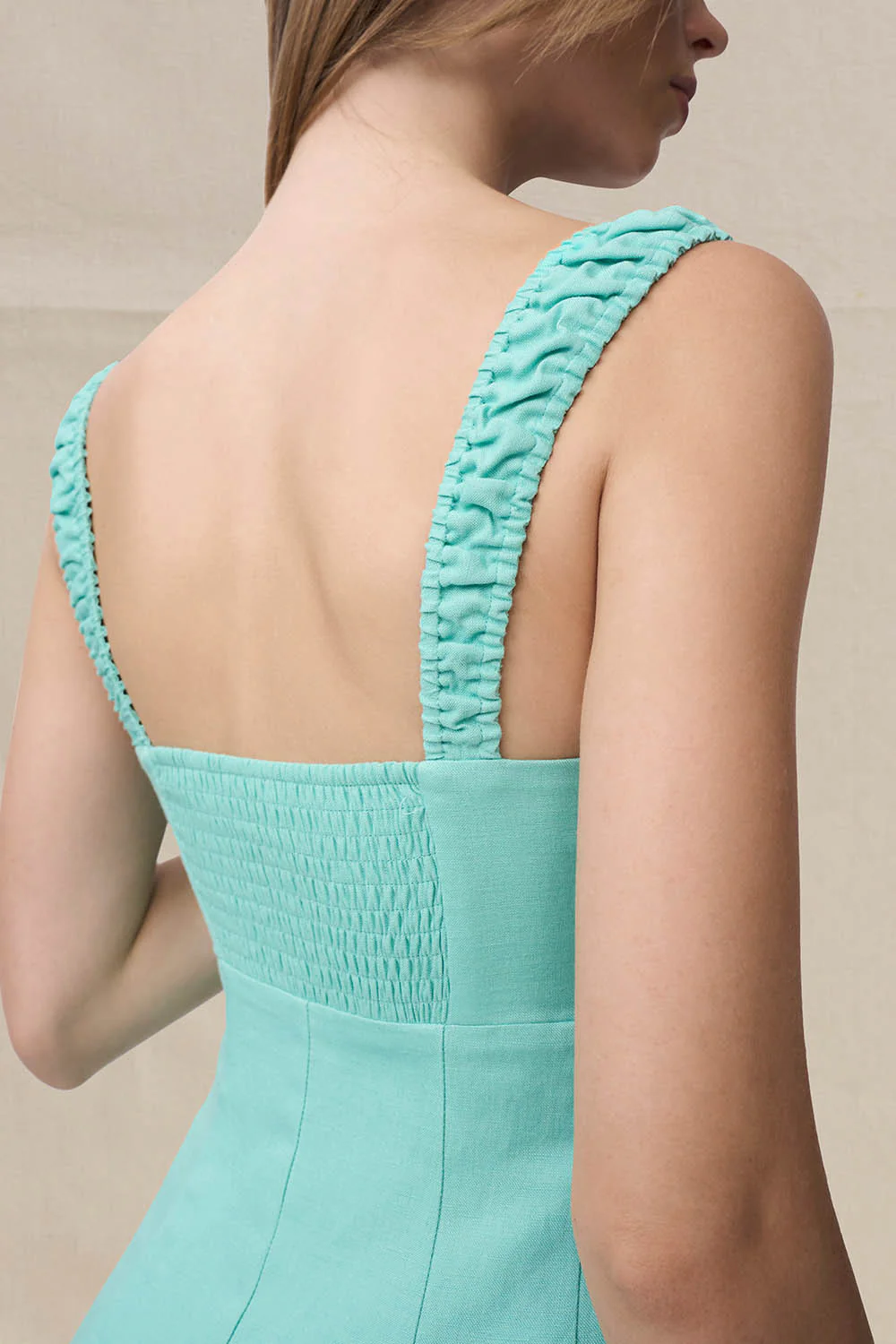 Giovanna Button Down Ankle Length Dress - Aqua - Image 5