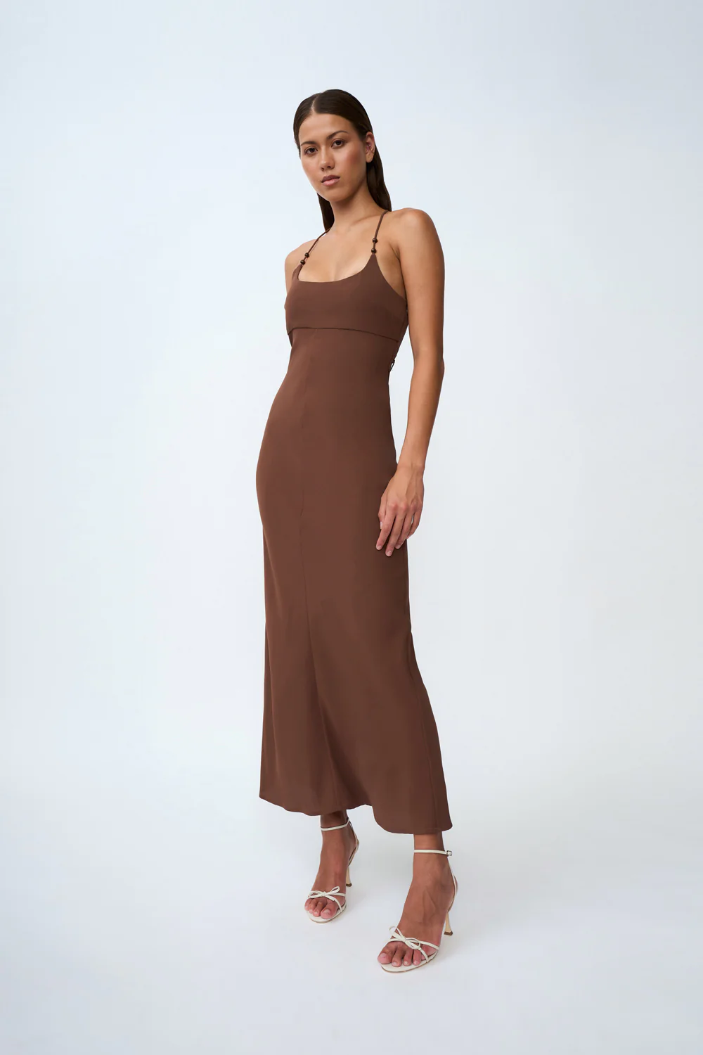 Hana Bias Bead Midi Dress | Final Sale - Chocolate - Image 2