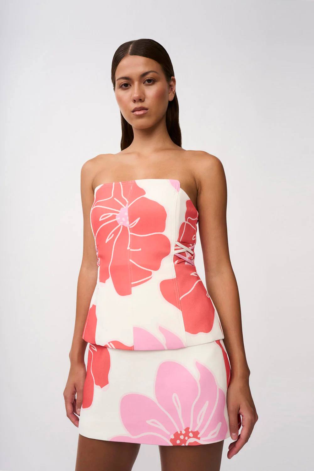 Heidi High Waist Mini Skirt | Final Sale - Pink Red Ivory - Image 5