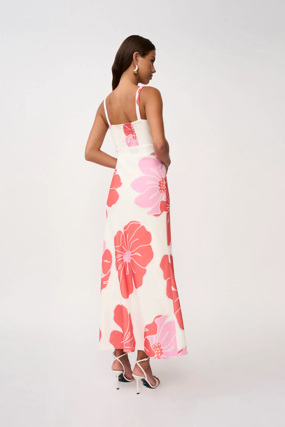 Heidi Lace Up Bias Dress | Final Sale - Pink Red Ivory - Image 3