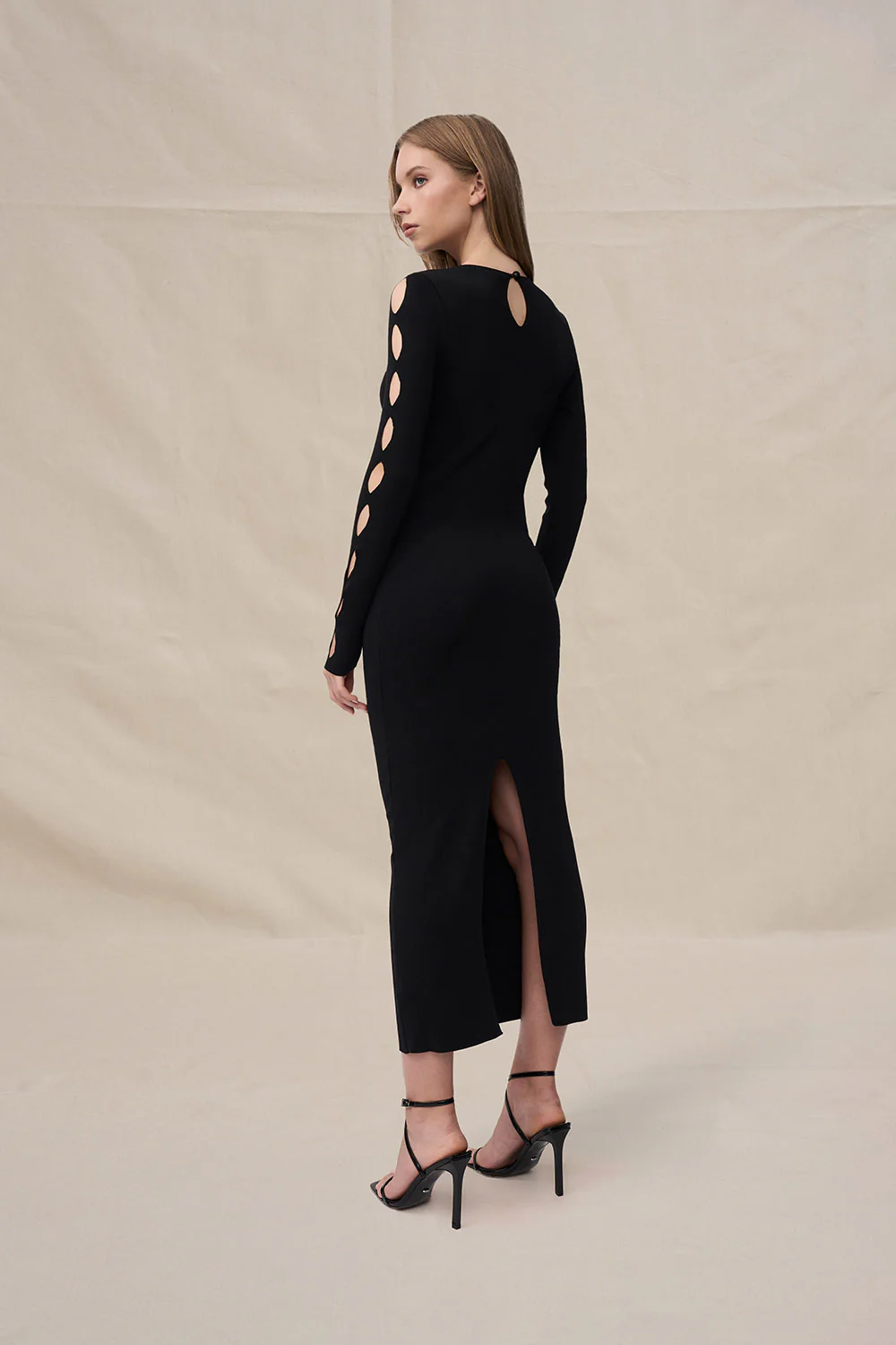 Laser Leaf Midi Dress - Black - Image 4