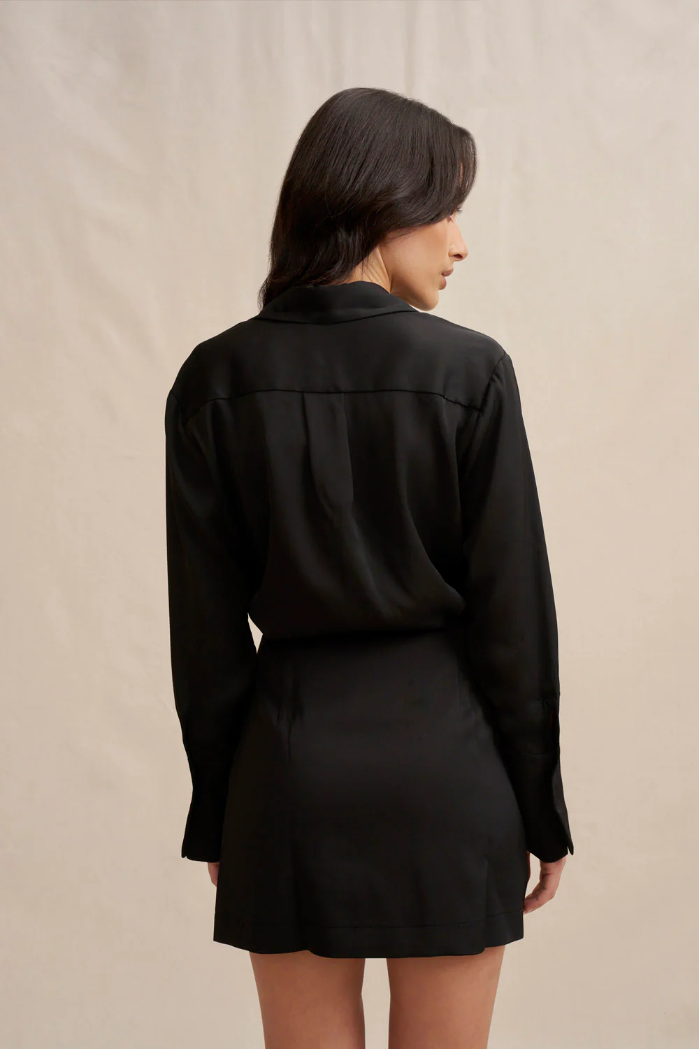 Margot Mini Shirt Dress - Black - Image 5