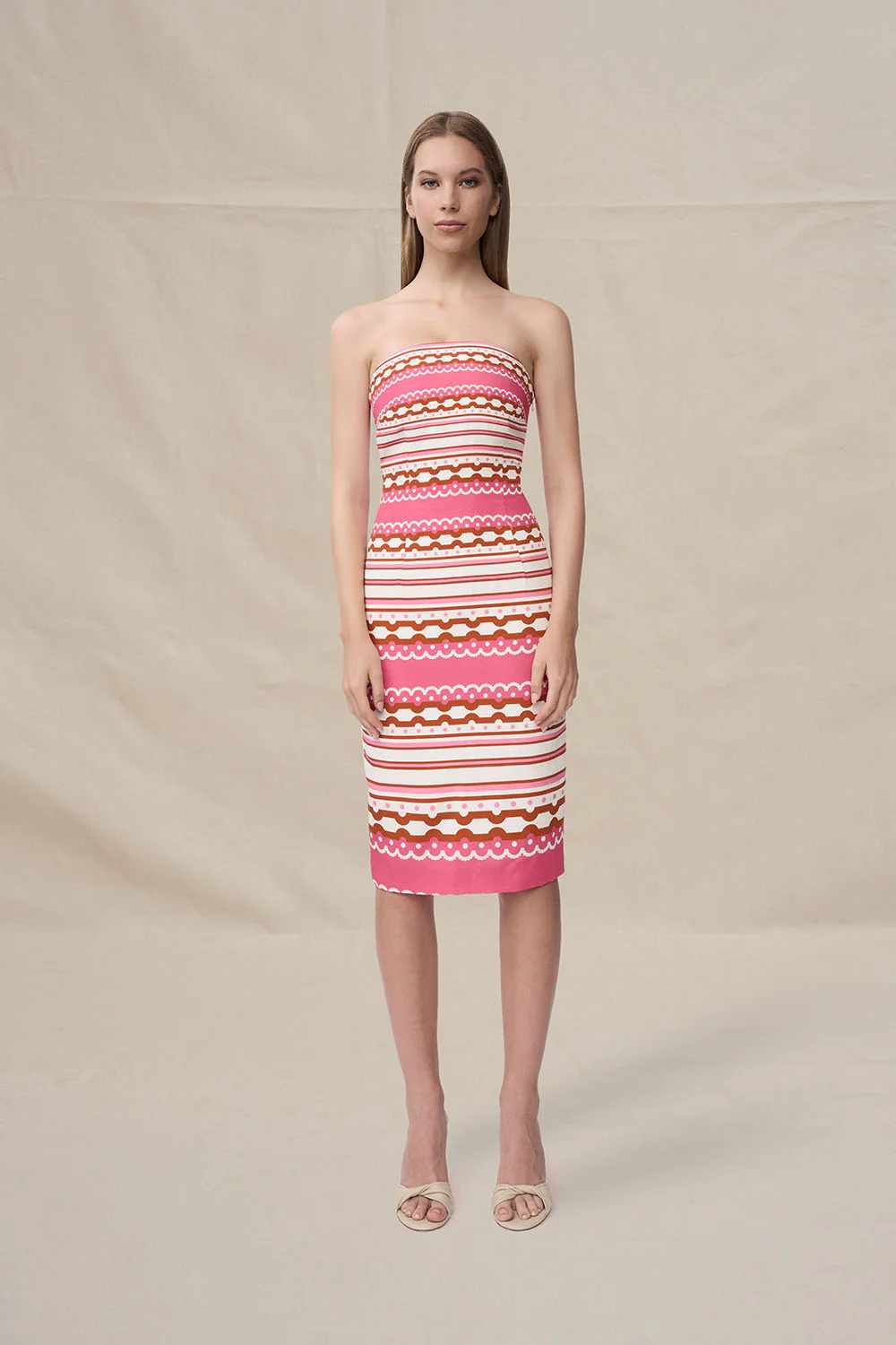 Melina Mosaic Midi Dress - Pink