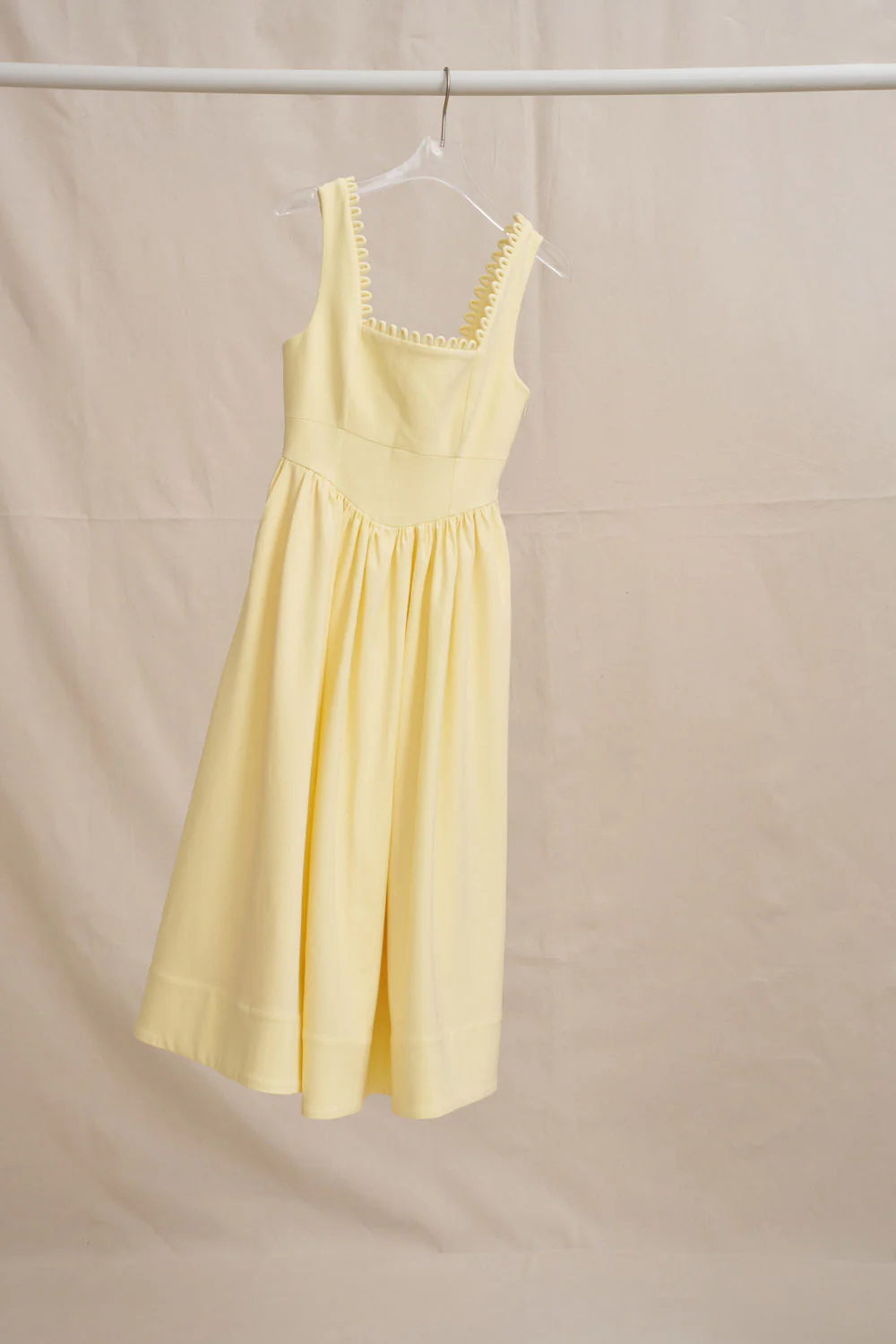 Nova Scallop Midi Dress - Lemon - Image 7