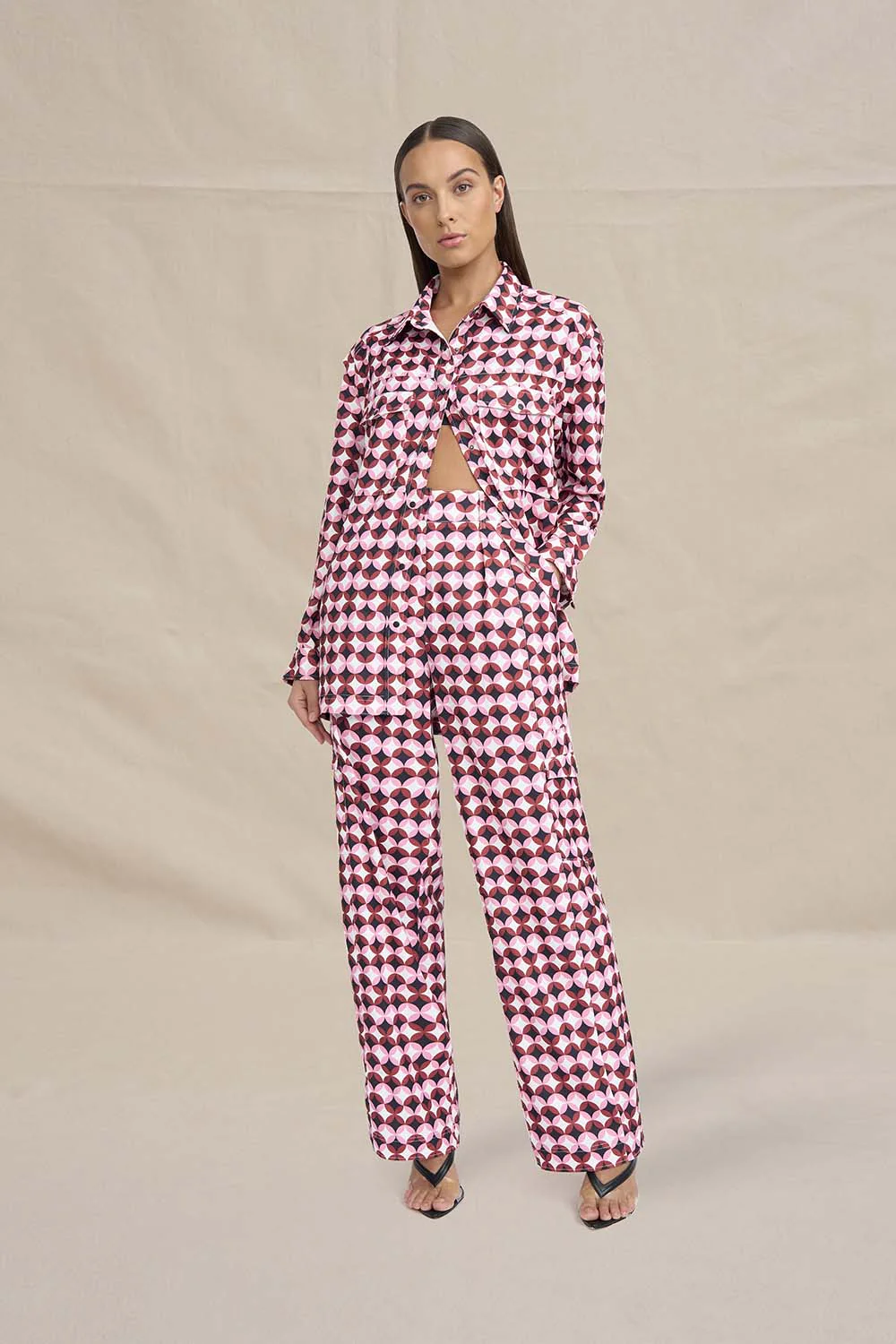 Quincy Set Shirt - Multi Red Wine Pink