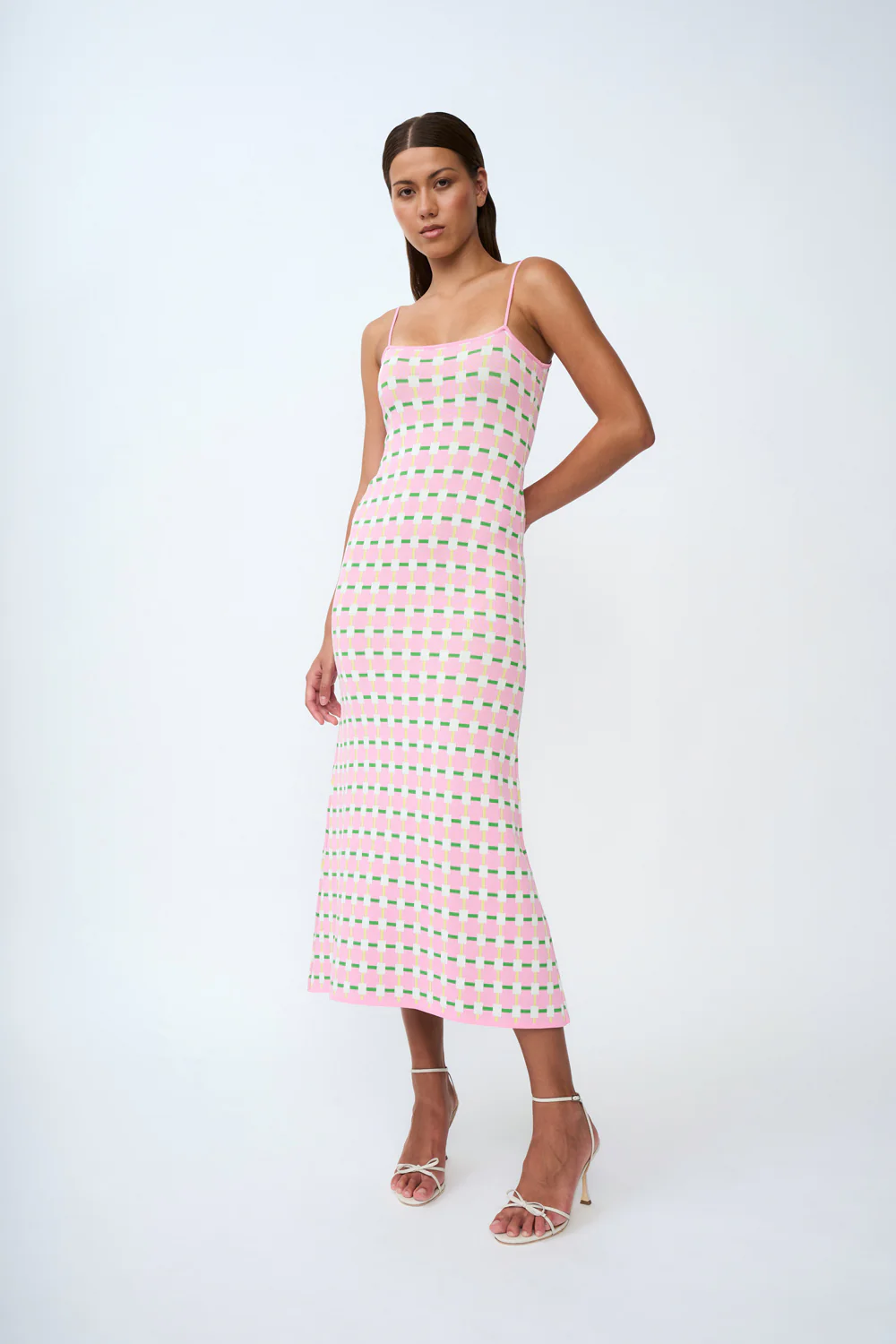 Remy Checker Knit Midi Dress | Final Sale - Pink Green Yellow - Image 4