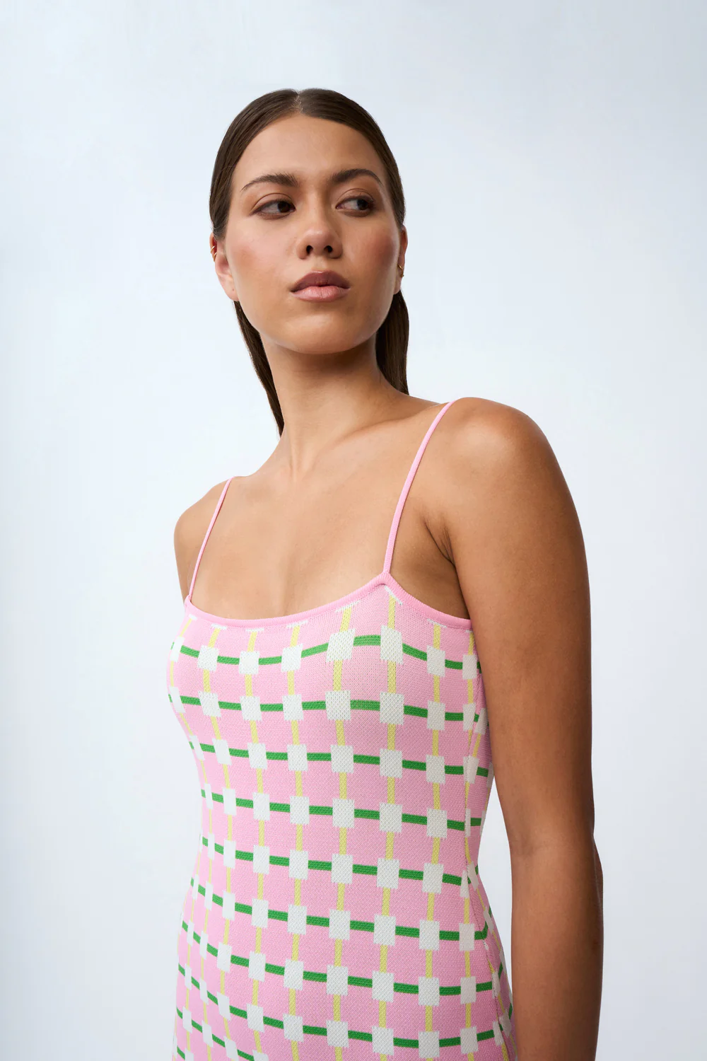 Remy Checker Knit Midi Dress | Final Sale - Pink Green Yellow - Image 5