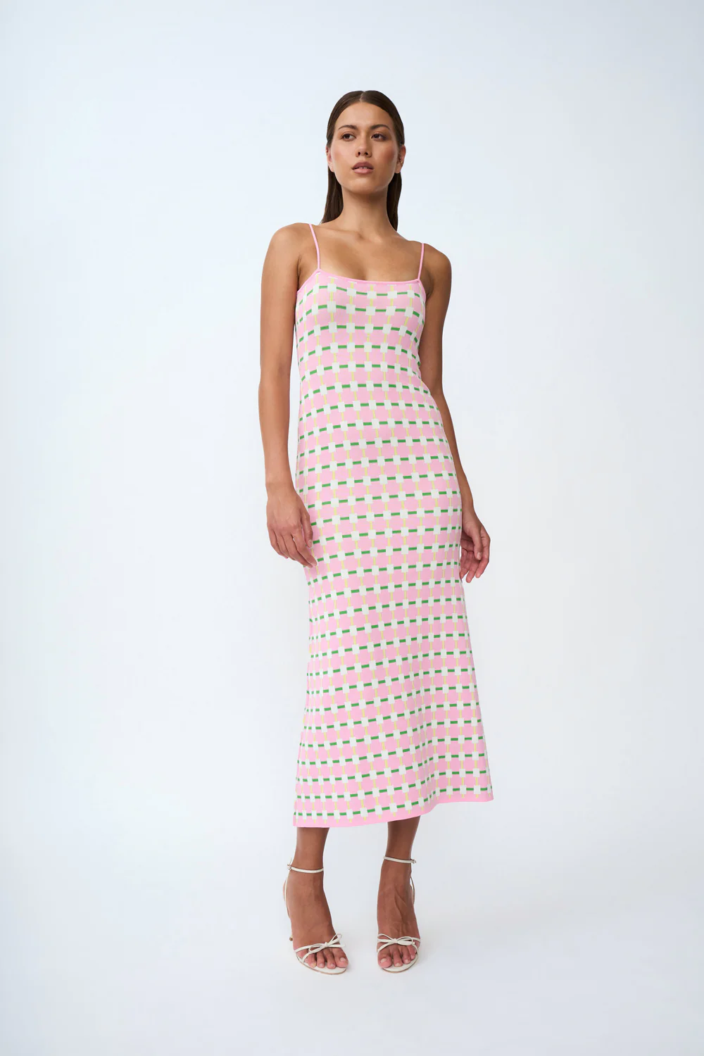 Remy Checker Knit Midi Dress | Final Sale - Pink Green Yellow - Image 6