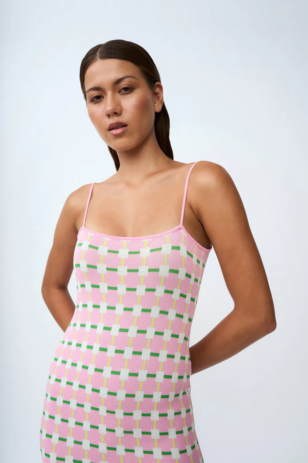 Remy Checker Knit Midi Dress | Final Sale - Pink Green Yellow - Image 7