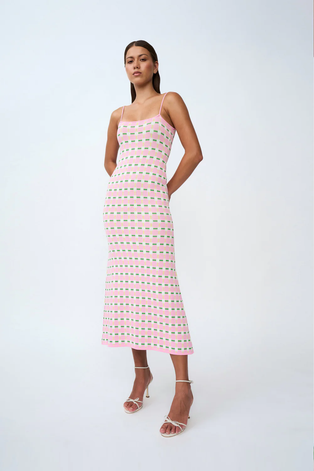 Remy Checker Knit Midi Dress | Final Sale - Pink Green Yellow - Image 8