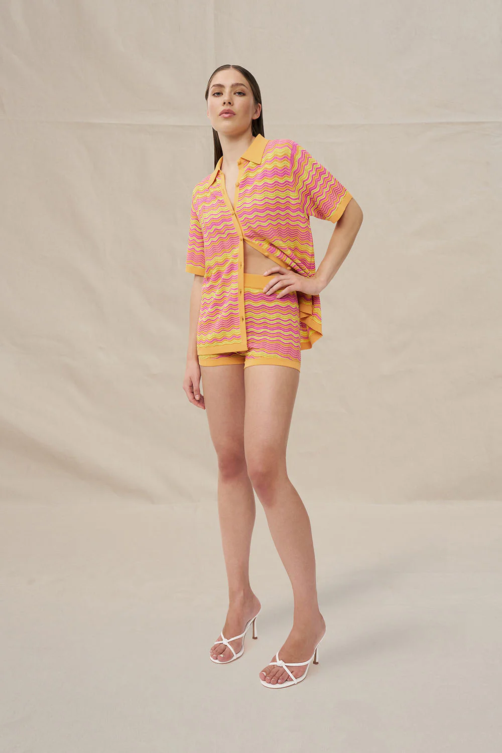 Ripple Stripe Knit Short - Mango