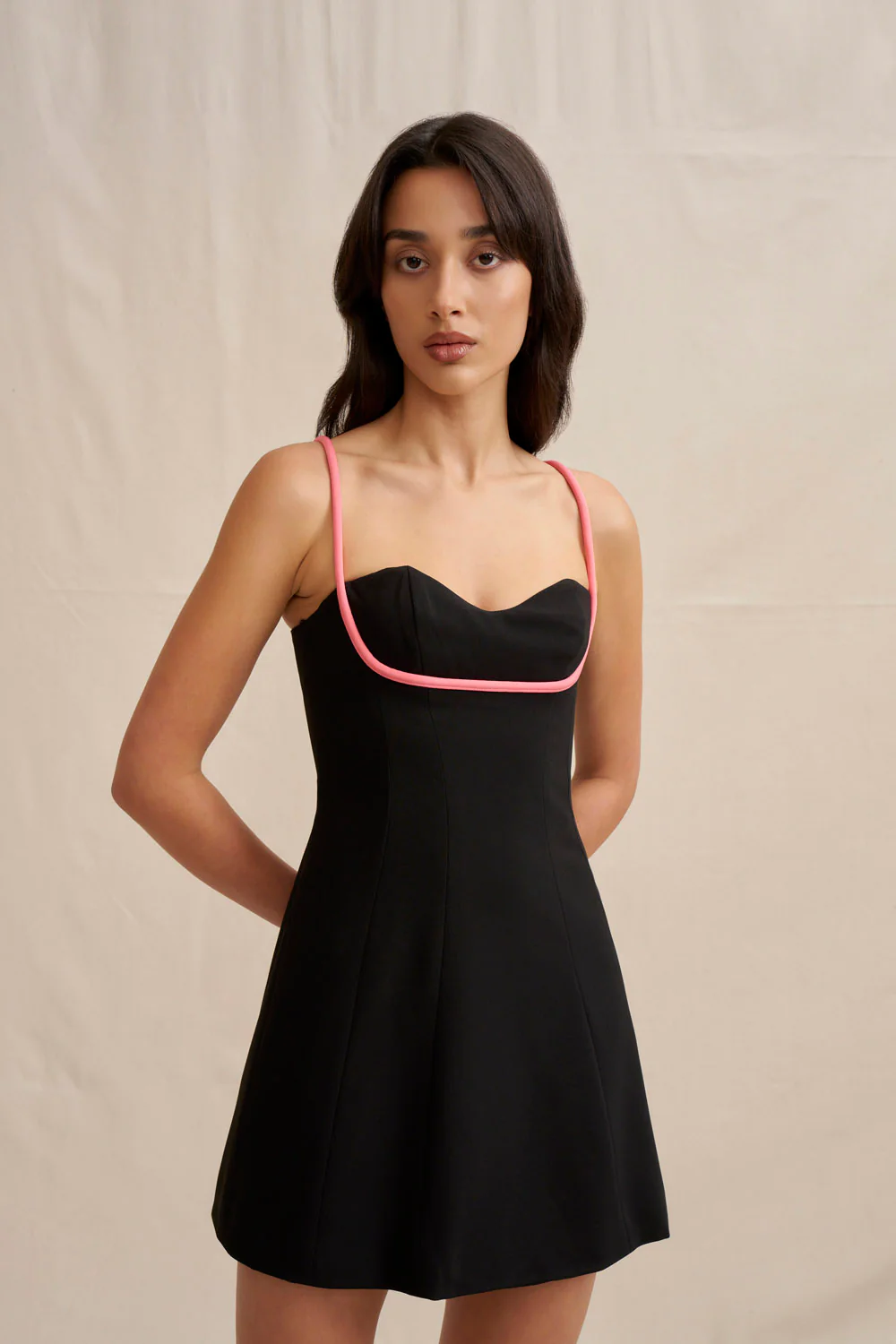 Serena Pipe Mini Dress - Black - Image 2